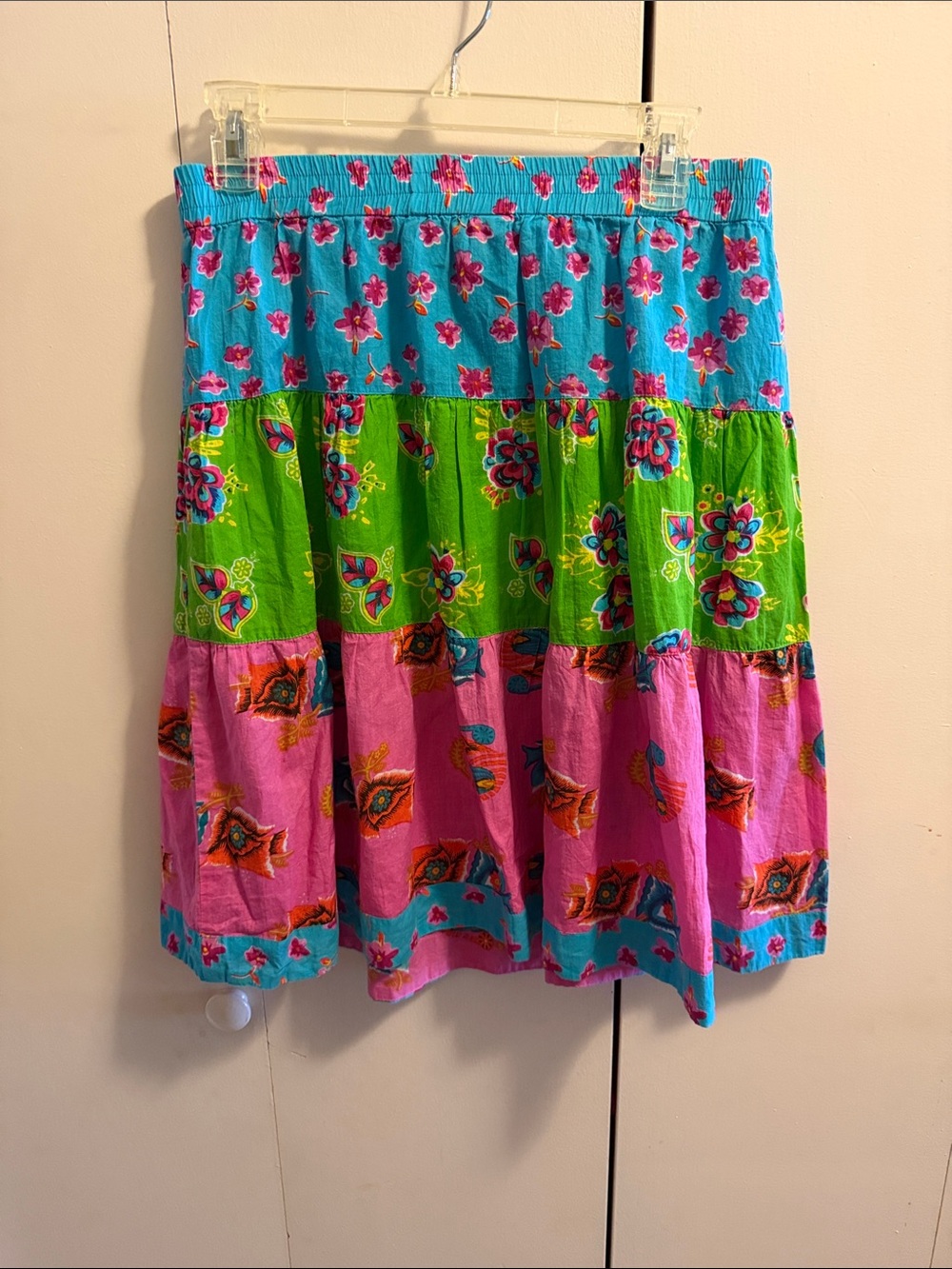 ivy jane Bright Tiered Skirt in Turquoise, Green & Pink, 100% Cotton - Picture 4 of 4